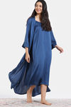 Zivame Silky Elegance Woven Nightdress With Robe - Moroccan Blue — thumbnail 5